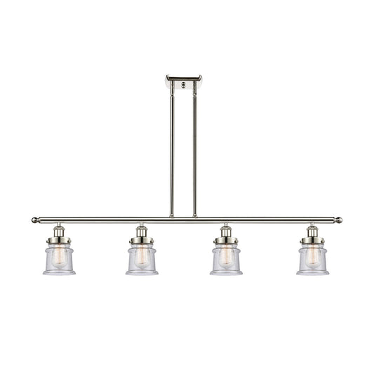 Innovations Canton 48in 4-Light Island Light | Modern Transitional Polished Nickel Steel and Seedy Glass | Kitchen Island & Dining | Model 916-4I-PN-G184S