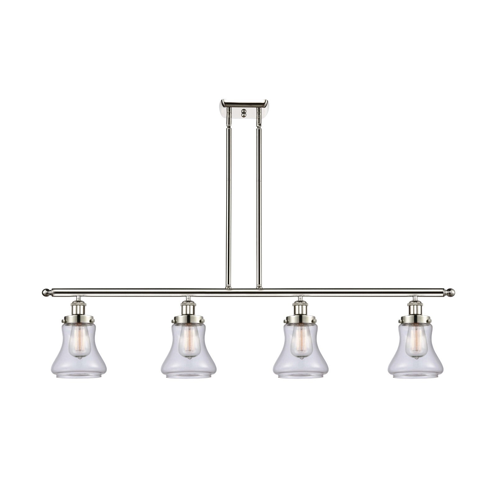 Innovations Bellmont 48in 4-Light Island Light | Transitional Polished Nickel and Clear Glass | Kitchen Island & Dining Room | Model 916-4I-PN-G192