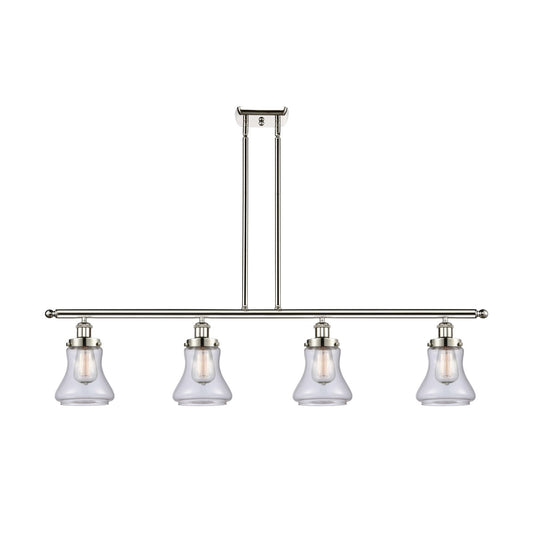 Innovations Bellmont 48in 4-Light Island Light | Transitional Polished Nickel and Clear Glass | Kitchen Island & Dining Room | Model 916-4I-PN-G192