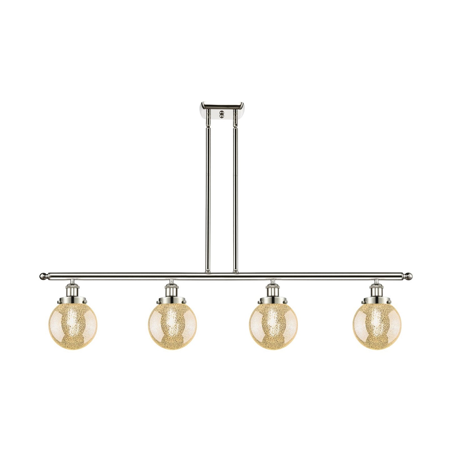 Innovations Beacon 48in 4-Light Island Light | Transitional Polished Nickel and Mercury Seeded Glass | Kitchen Island & Dining | Model 916-4I-PN-G208-6