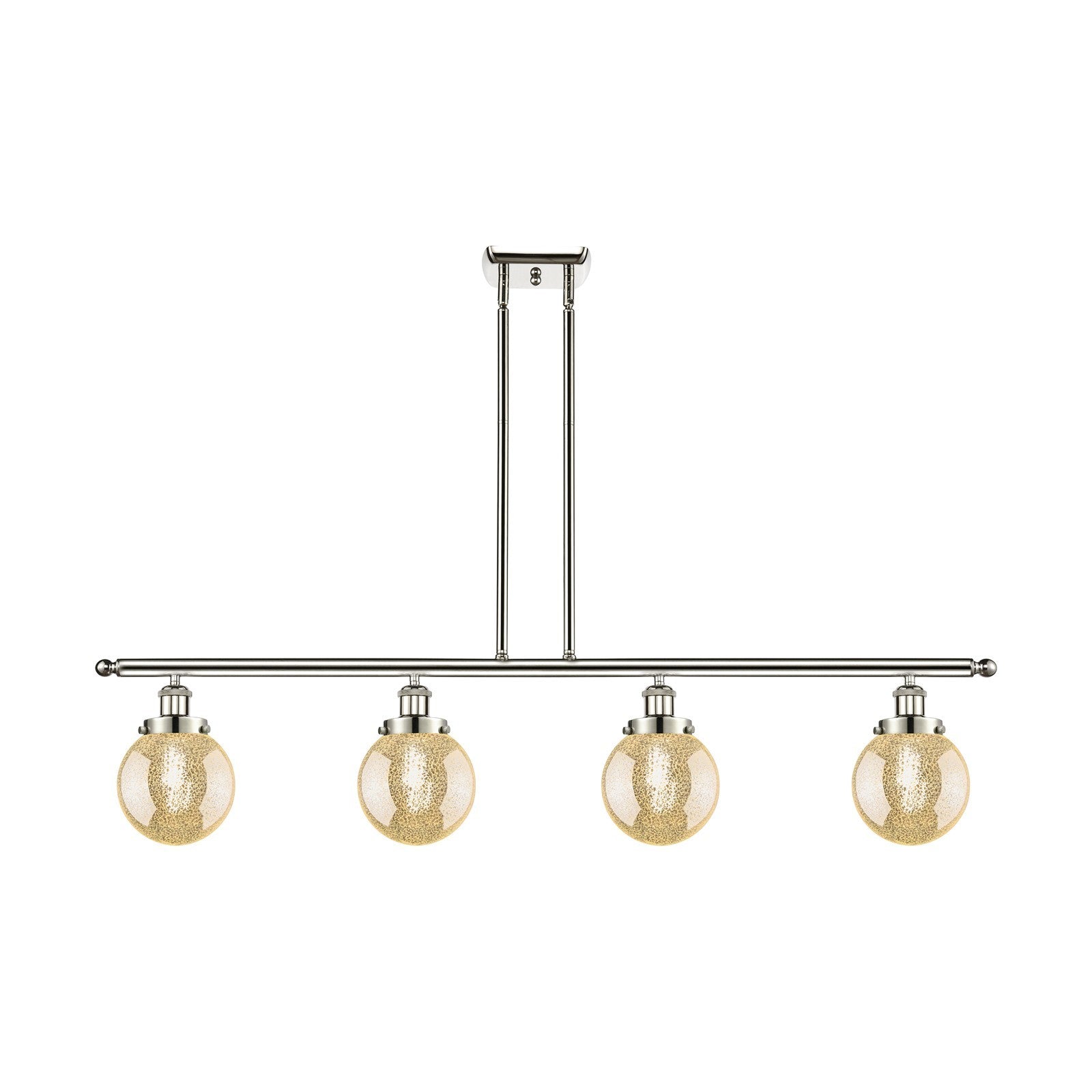 Innovations Beacon 48in 4-Light Island Light | Transitional Polished Nickel and Mercury Seeded Glass | Kitchen Island & Dining | Model 916-4I-PN-G208-6