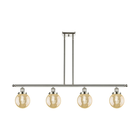 Innovations Beacon 48in 4-Light Island Light | Transitional Polished Nickel and Mercury Seeded Glass | Kitchen Island & Dining | Model 916-4I-PN-G208-6