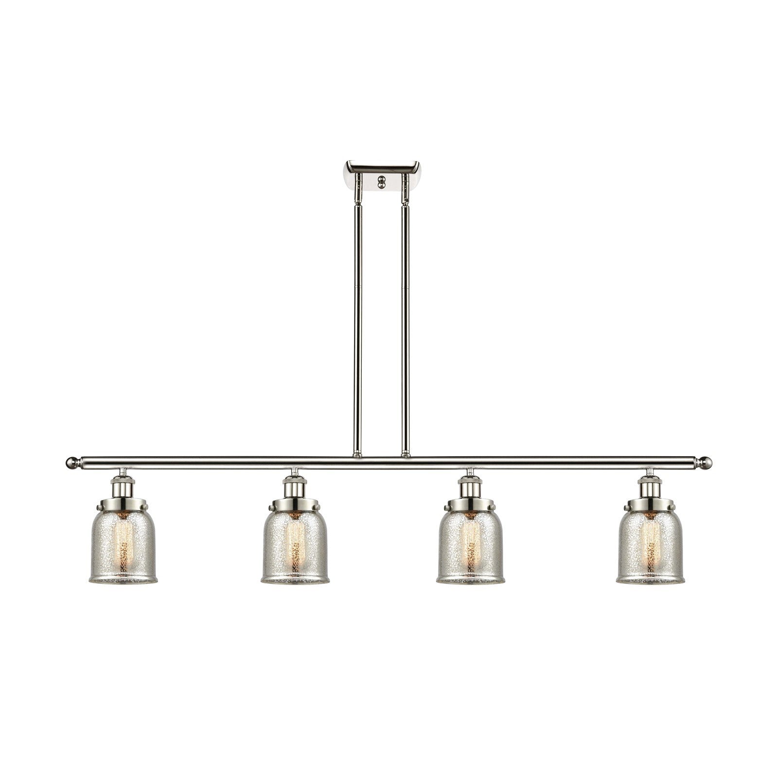 Innovations Bell 48in 4-Light Island Light | Industrial Polished Nickel Steel and Silver Plated Mercury Glass | Kitchen Island & | Model 916-4I-PN-G58