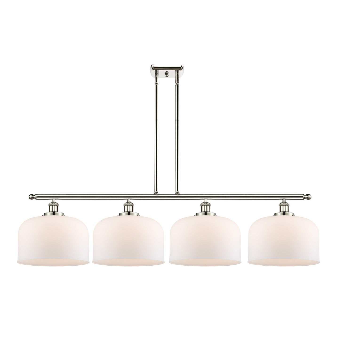 Innovations Bell 48in 4-Light Island Light with LED | Industrial Polished Nickel and Matte White Frosted Glass | Kitchen | Model 916-4I-PN-G71-L-LED