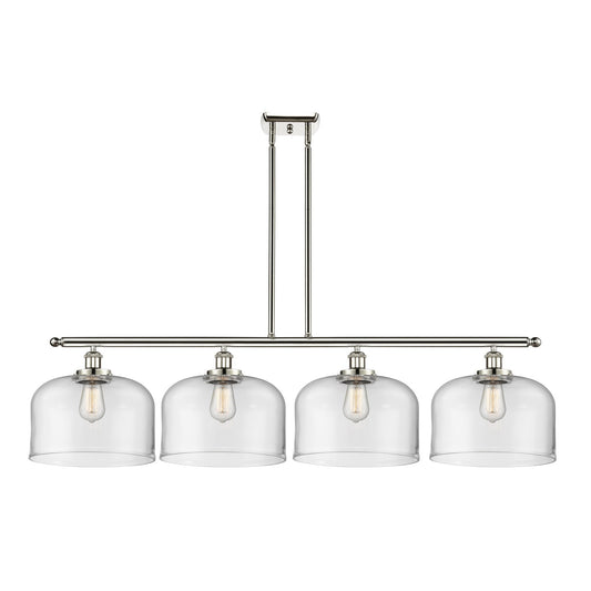 Innovations Bell 48in 4-Light Island Light | Industrial Polished Nickel and Clear Glass | Kitchen Island & Dining Room | 48 x 10 in | Model 916-4I-PN-G72-L
