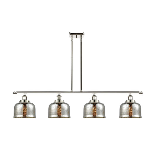 Innovations Bell 48in 4-Light Island Light | Industrial Polished Nickel and Silver Plated Mercury Glass | Kitchen Island & Dining | Model 916-4I-PN-G78