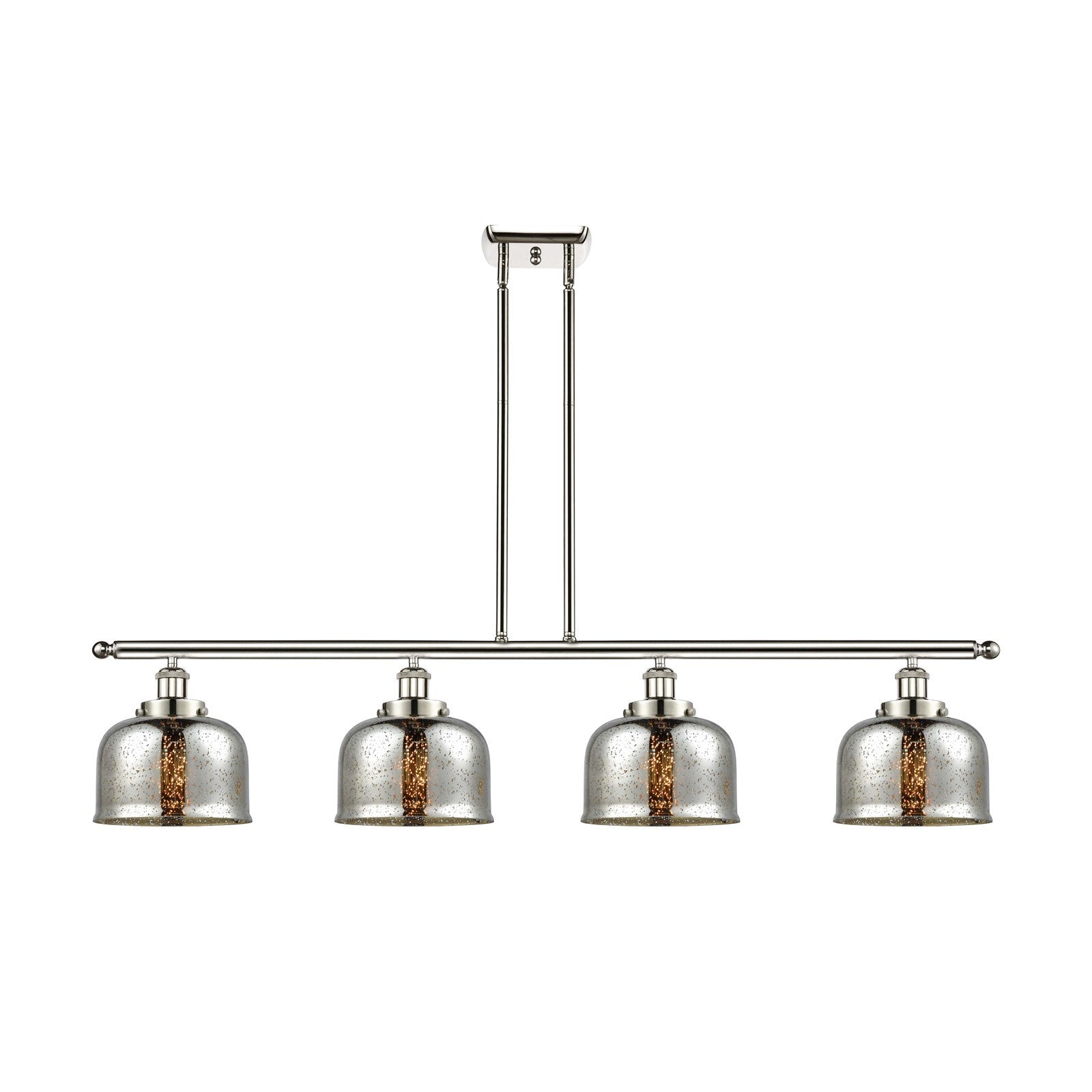 Innovations Bell 48in 4-Light Island Light | Industrial Polished Nickel and Silver Plated Mercury Glass | Kitchen Island & | Model 916-4I-PN-G78-LED