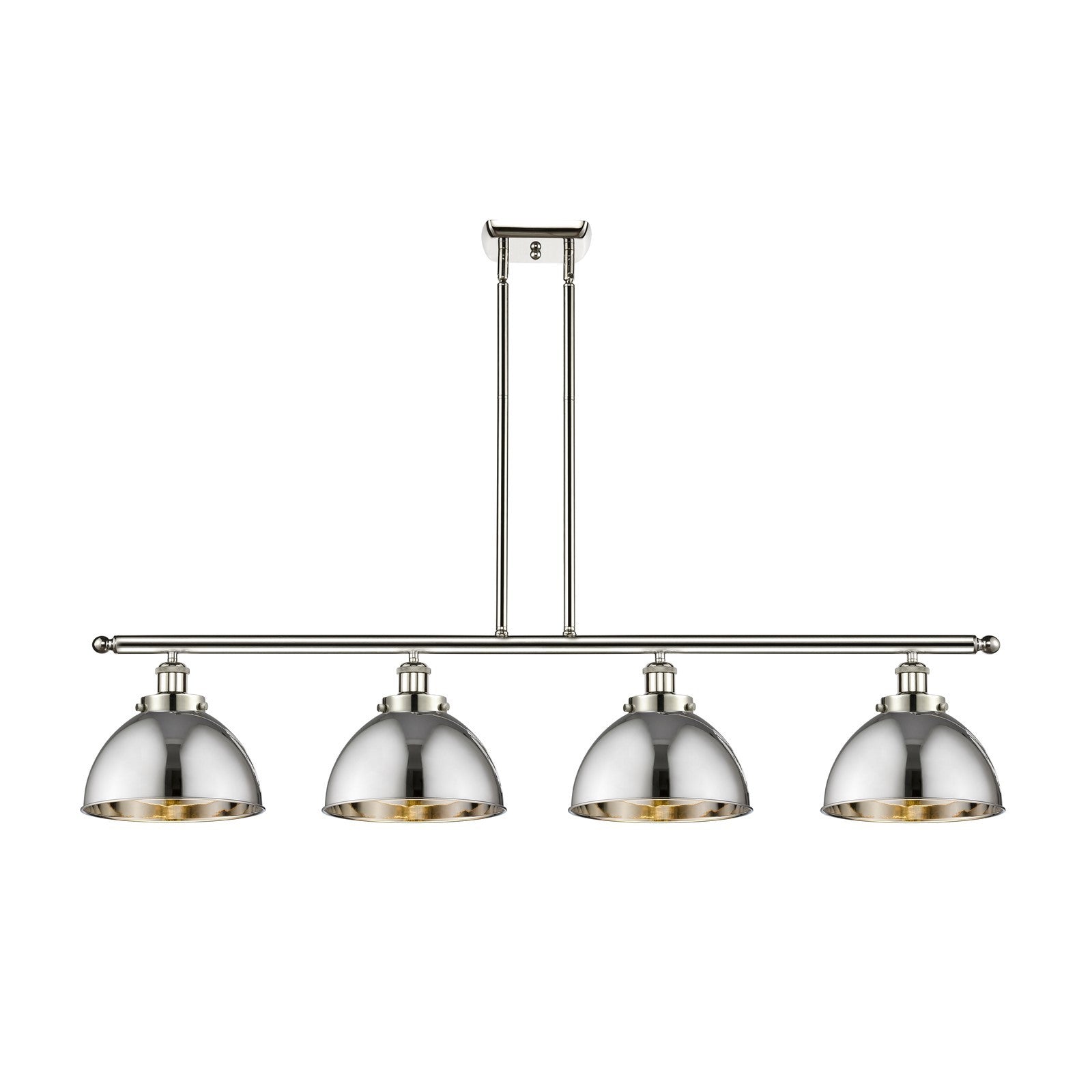 Innovations Derby 48in 4-Light Island Light | Industrial Polished Nickel Steel and Metal Dome Shade | Kitchen Island & Dining | Model 916-4I-PN-MFD-10-PN