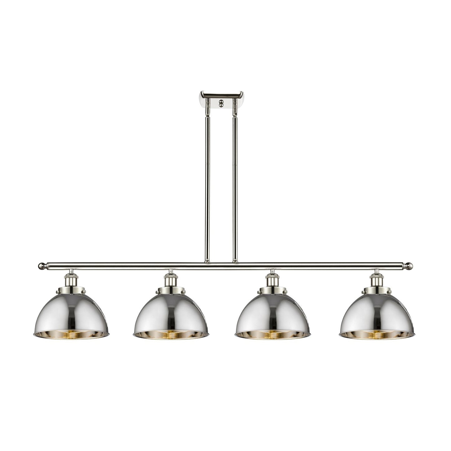 Innovations Derby 48in 4-Light Island Light | Industrial Polished Nickel Steel and Metal Dome Shade | Kitchen Island & | Model 916-4I-PN-MFD-10-PN-LED