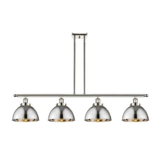 Innovations Derby 48in 4-Light Island Light | Industrial Polished Nickel Steel and Metal Dome Shade | Kitchen Island & | Model 916-4I-PN-MFD-10-PN-LED