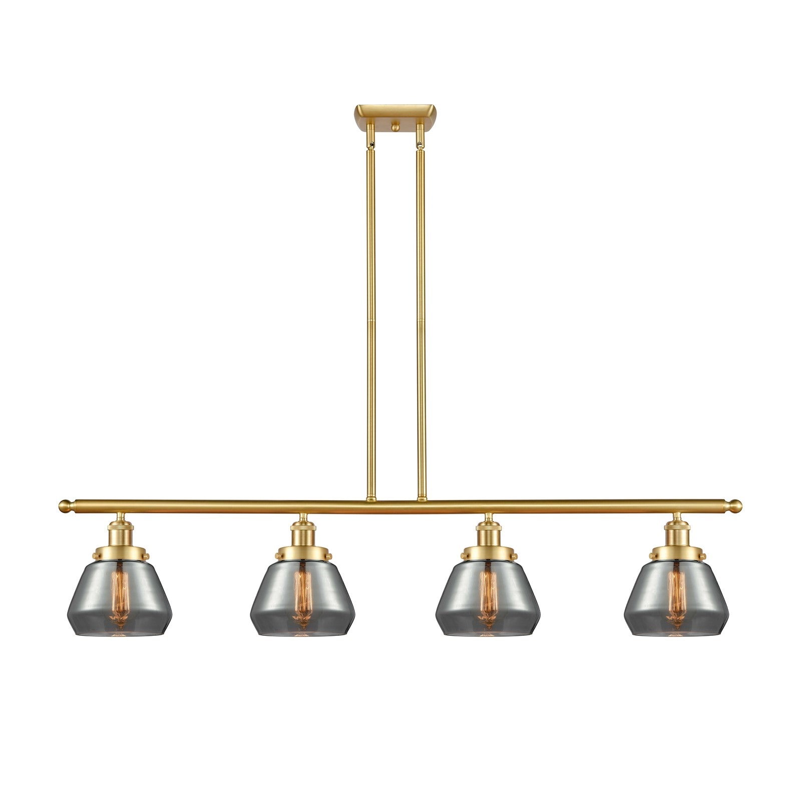 Innovations Fulton 48in 4-Light Island Light | Modern Transitional Satin Gold Steel and Light Smoked Glass | Kitchen Island & | Model 916-4I-SG-G173