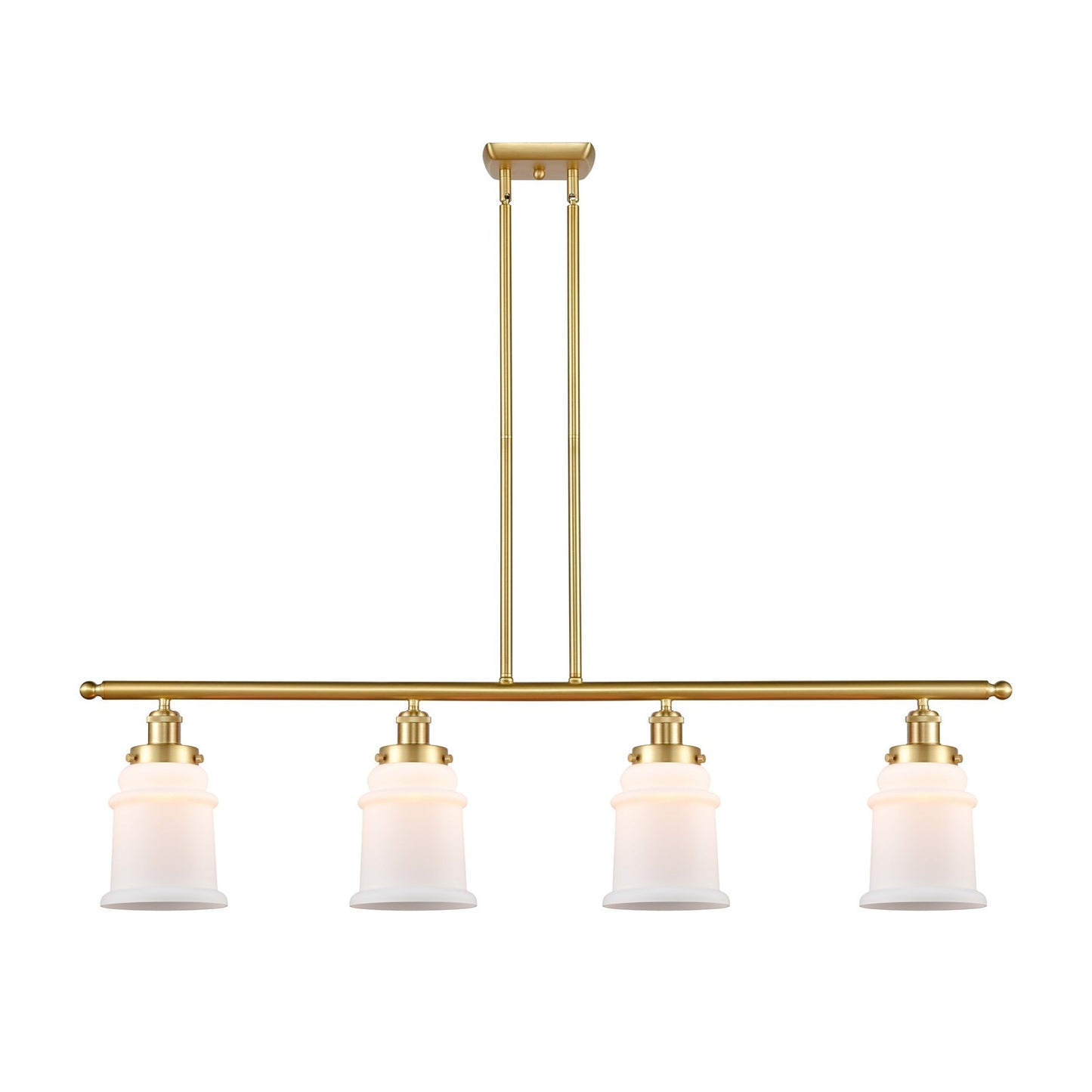 Innovations Canton 48in 4-Light Island Light | Modern Transitional Satin Gold Steel and Matte White Frosted Glass | Kitchen Island | Model 916-4I-SG-G181