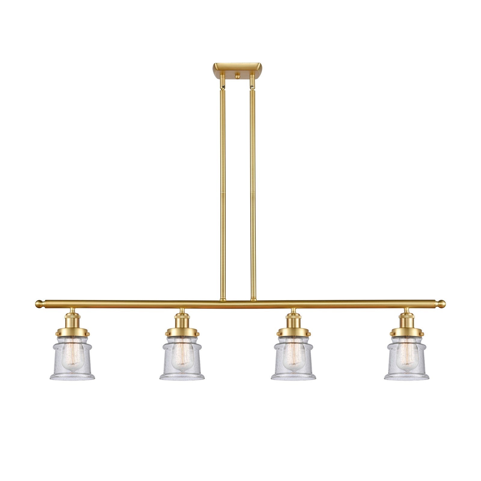 Innovations Canton 48in 4-Light Island Light | Modern Transitional Satin Gold Steel and Seedy Glass | Kitchen Island & Dining Room | Model 916-4I-SG-G184S