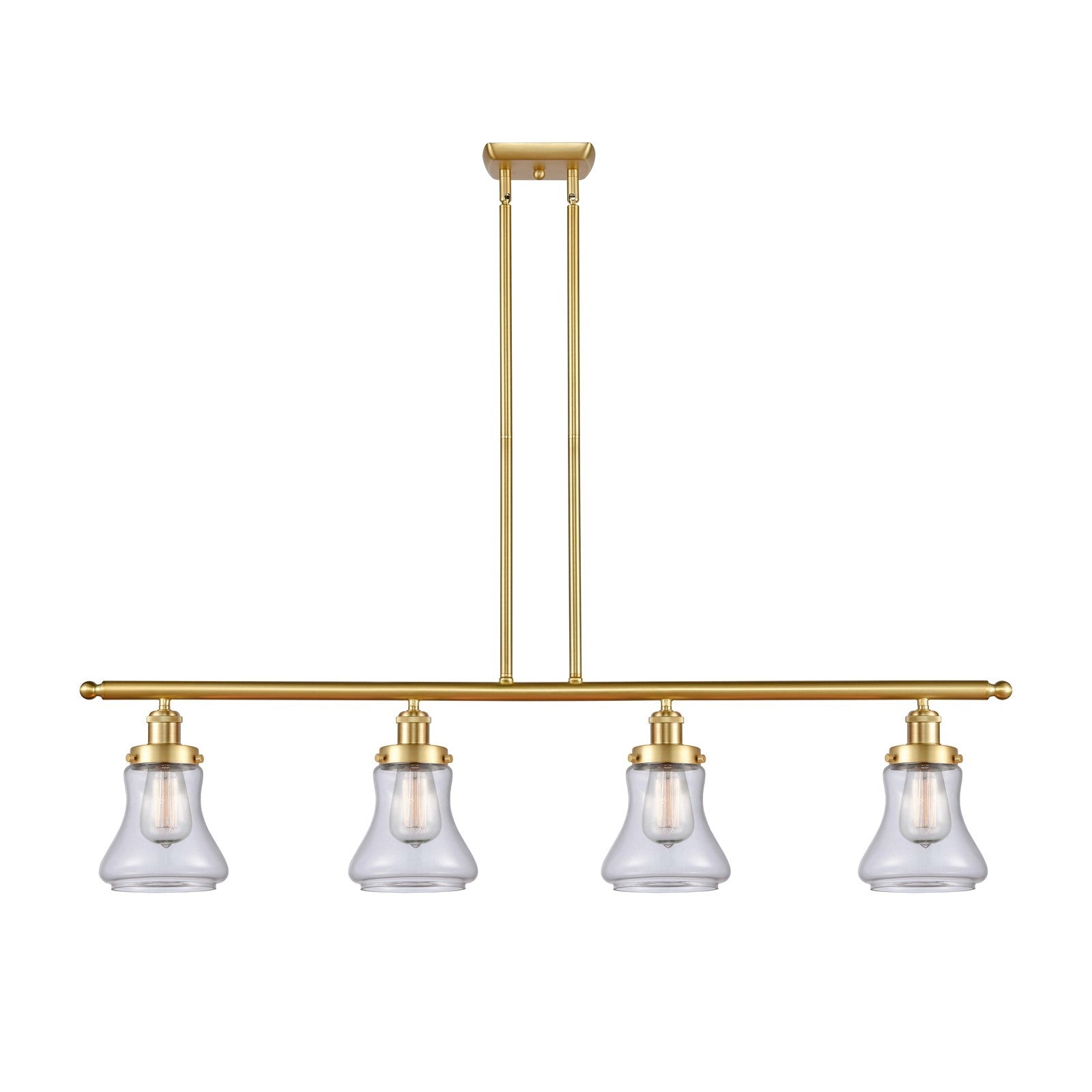Innovations Bellmont 48in 4-Light Island Light | Modern Transitional Satin Gold Steel and Clear Glass | Kitchen Island & Dining | Model 916-4I-SG-G192