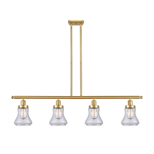 Innovations Bellmont 48in 4-Light Island Light | Modern Transitional Satin Gold Steel and Clear Glass | Kitchen Island & Dining | Model 916-4I-SG-G192