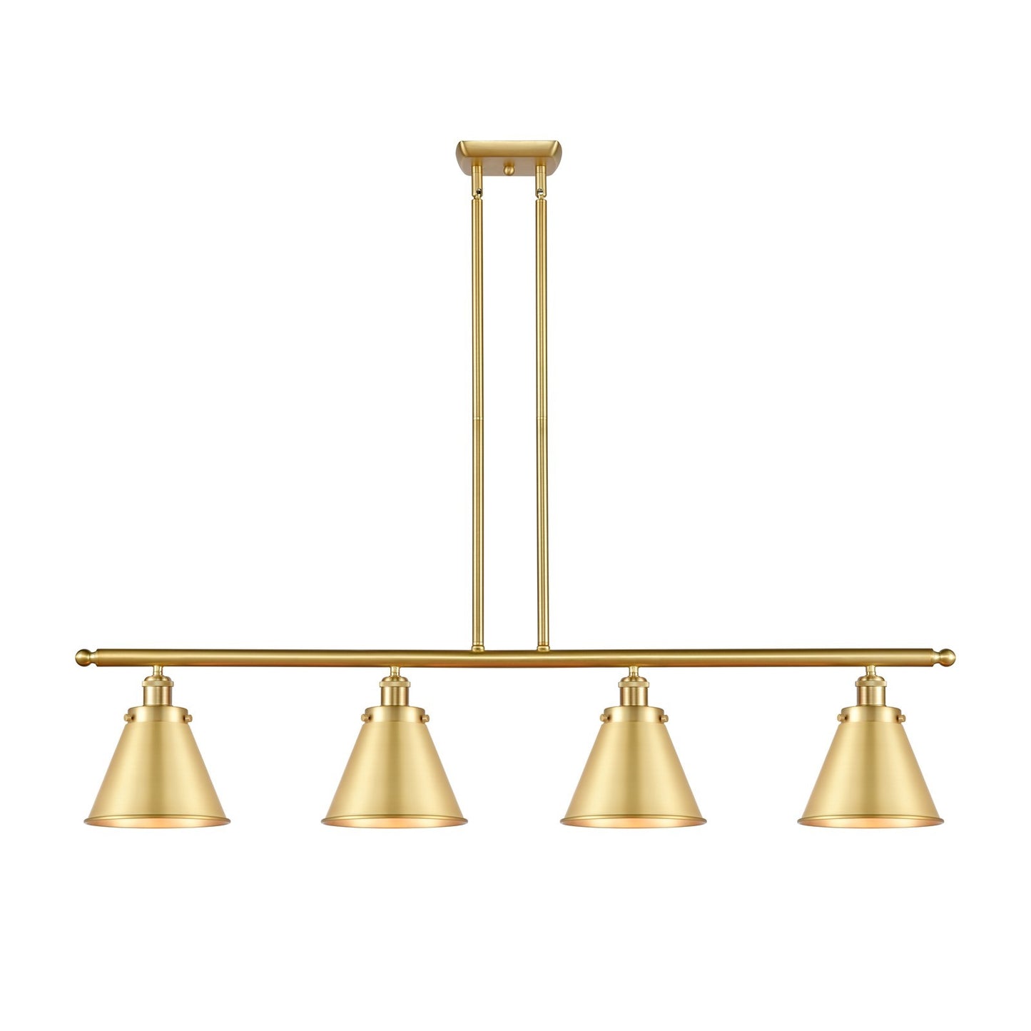 Innovations Appalachian 48in 4-Light Island Light | Industrial Farmhouse Satin Gold Steel and Metal Shade | Kitchen Island & | Model 916-4I-SG-M13-SG