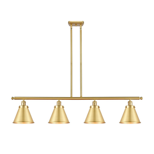 Innovations Appalachian 48in 4-Light Island Light | Industrial Farmhouse Satin Gold Steel and Metal Shade | Kitchen Island & | Model 916-4I-SG-M13-SG
