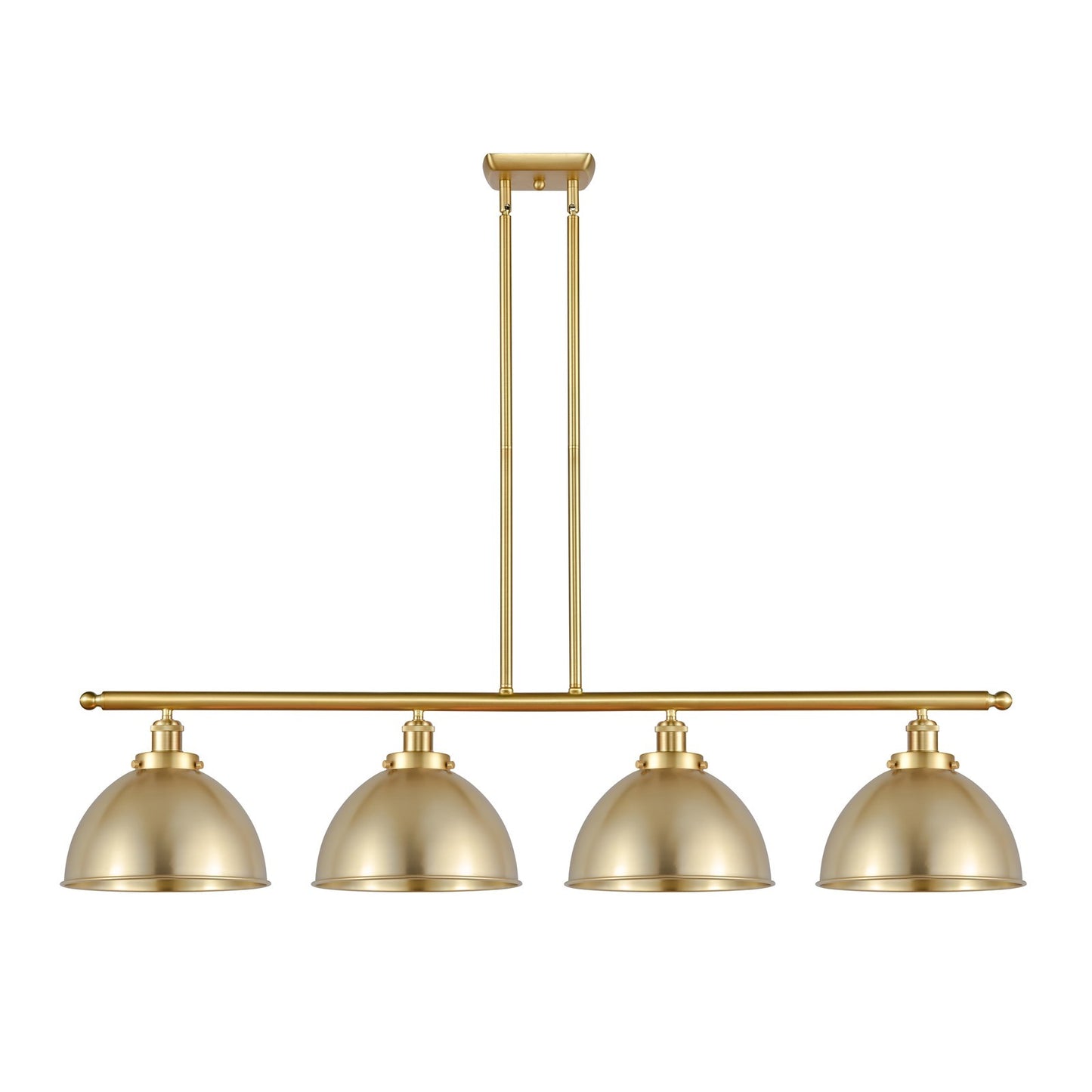 Innovations Derby 48in 4-Light Island Light | Industrial Farmhouse Satin Gold Steel and Cast Brass with Satin Gold Metal | Model 916-4I-SG-MFD-10-SG-LED