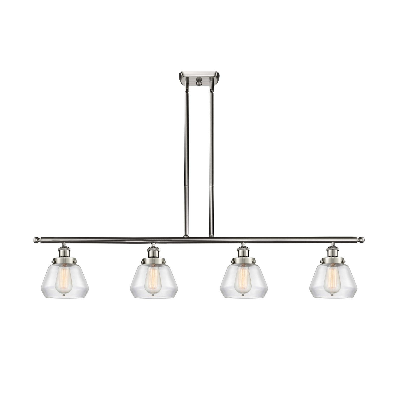 Innovations Fulton 48in 4-Light Island Light | Modern Transitional Brushed Satin Nickel and Clear Glass | Kitchen Island & Dining | Model 916-4I-SN-G172