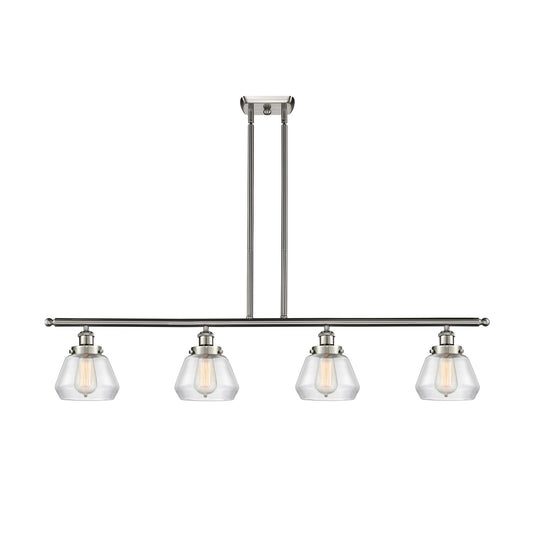 Innovations Fulton 48in 4-Light Island Light | Modern Transitional Brushed Satin Nickel and Clear Glass | Kitchen Island & Dining | Model 916-4I-SN-G172