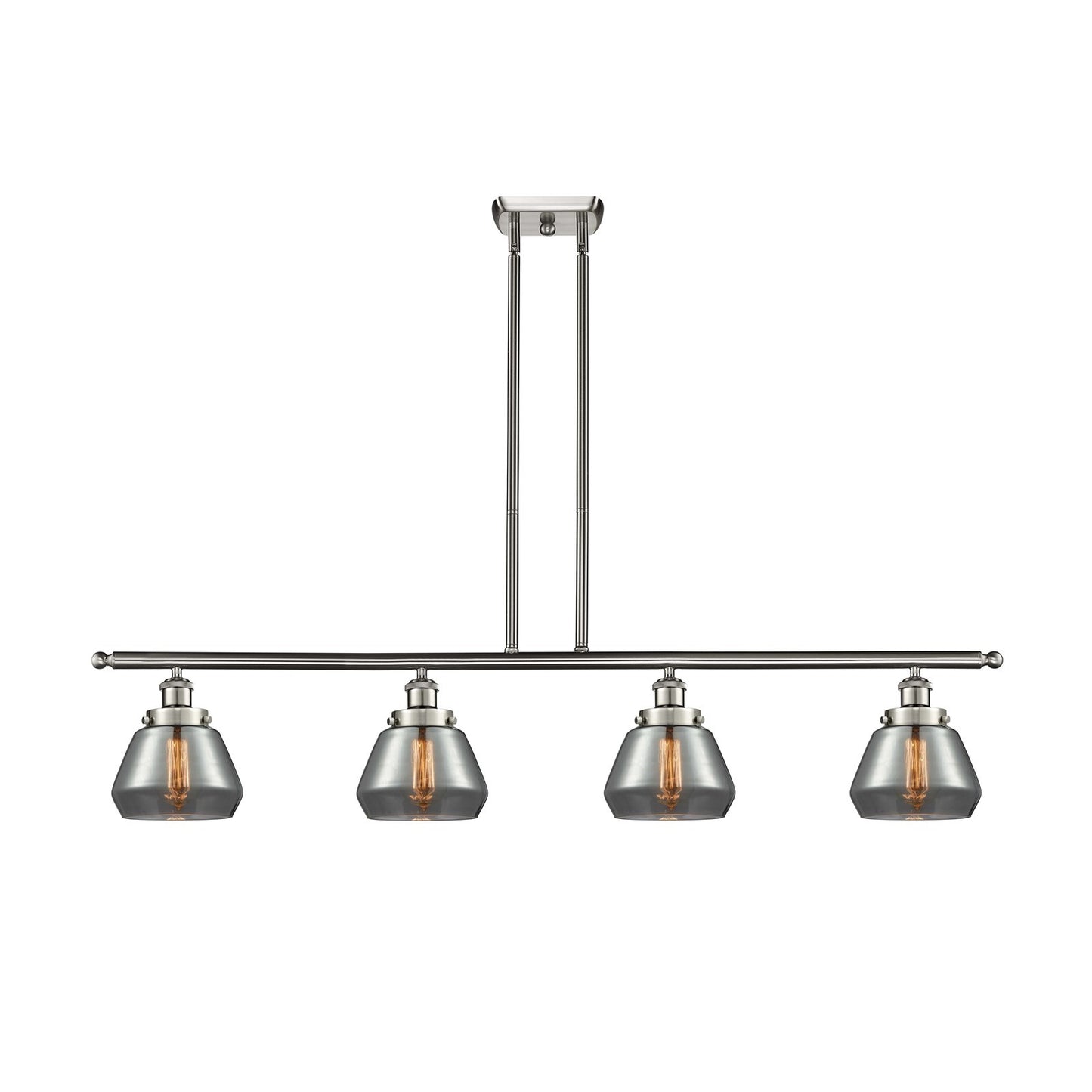 Innovations Fulton 48in 4-Light Island Light | Modern Transitional Brushed Satin Nickel and Light Smoke Glass | Kitchen Island & | Model 916-4I-SN-G173