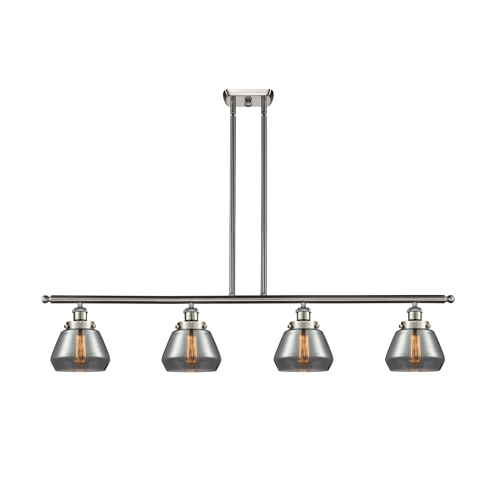 Innovations Fulton 48in 4-Light Island Light | Modern Transitional Brushed Satin Nickel and Light Smoke Glass | Kitchen Island & | Model 916-4I-SN-G173