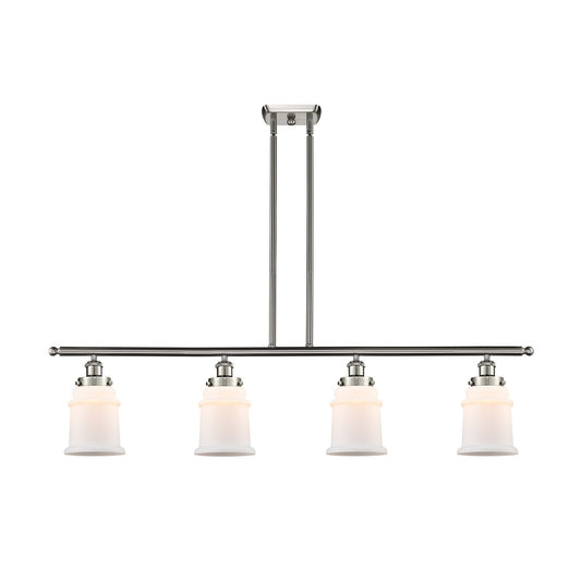 Innovations Canton 48in 4-Light Island Light | Modern Transitional Brushed Satin Nickel and Matte White Frosted Glass | Kitchen | Model 916-4I-SN-G181