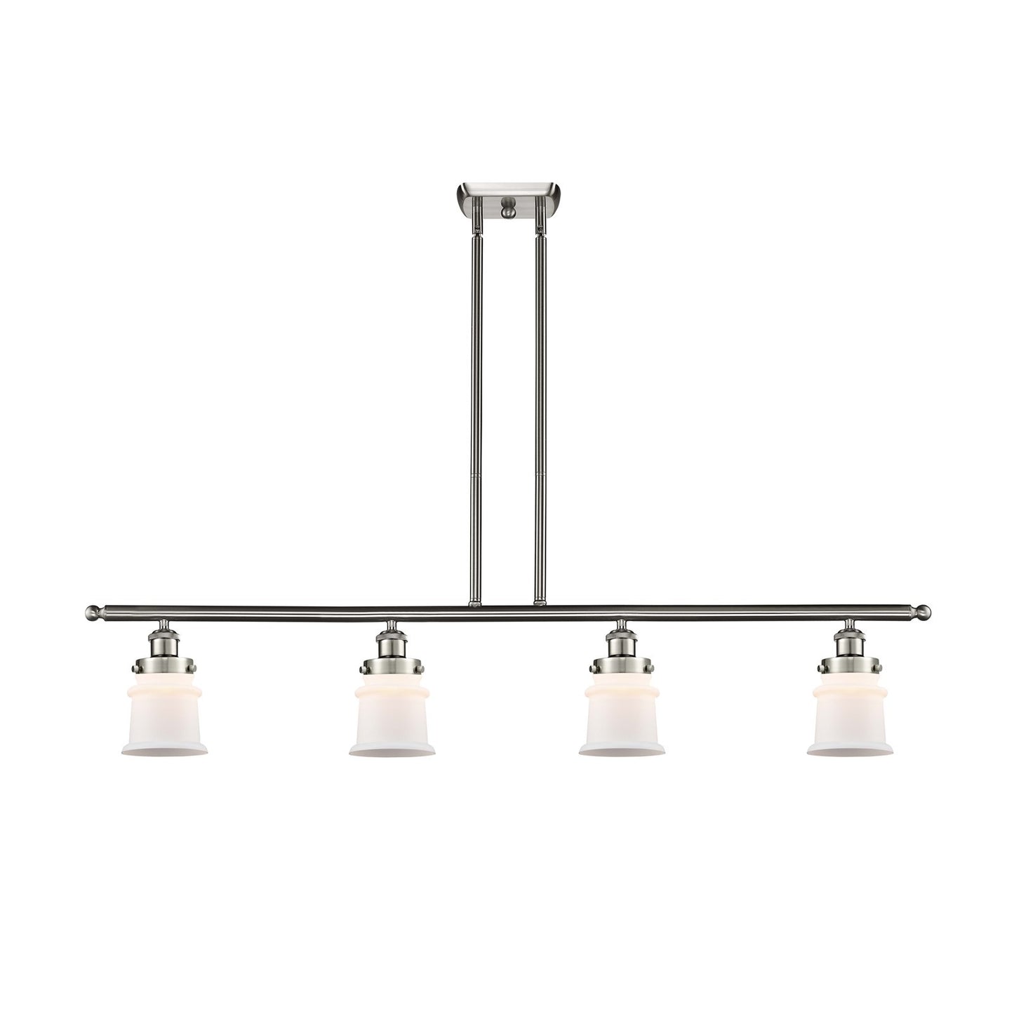 Innovations Canton 48in 4-Light Island Light | Modern Contemporary Brushed Satin Nickel and Matte White Frosted Glass | Kitchen | Model 916-4I-SN-G181S