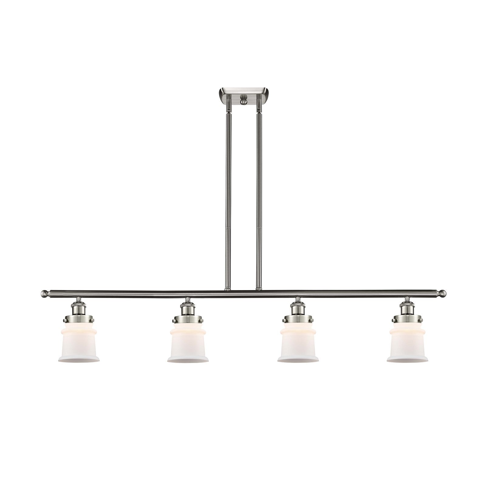Innovations Canton 48in 4-Light Island Light | Modern Contemporary Brushed Satin Nickel and Matte White Frosted Glass | Kitchen | Model 916-4I-SN-G181S