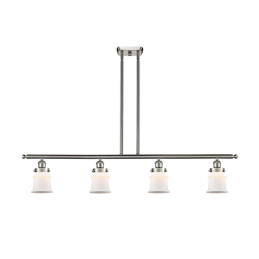 Innovations Canton 48in 4-Light Island Light | Modern Contemporary Brushed Satin Nickel and Matte White Frosted Glass | Kitchen | Model 916-4I-SN-G181S
