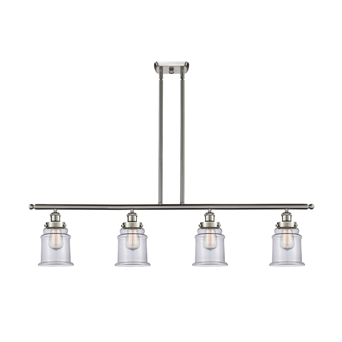 Innovations Canton 48in 4-Light Island Light | Modern Contemporary Brushed Satin Nickel and Clear Transparent Glass | Kitchen | Model 916-4I-SN-G182