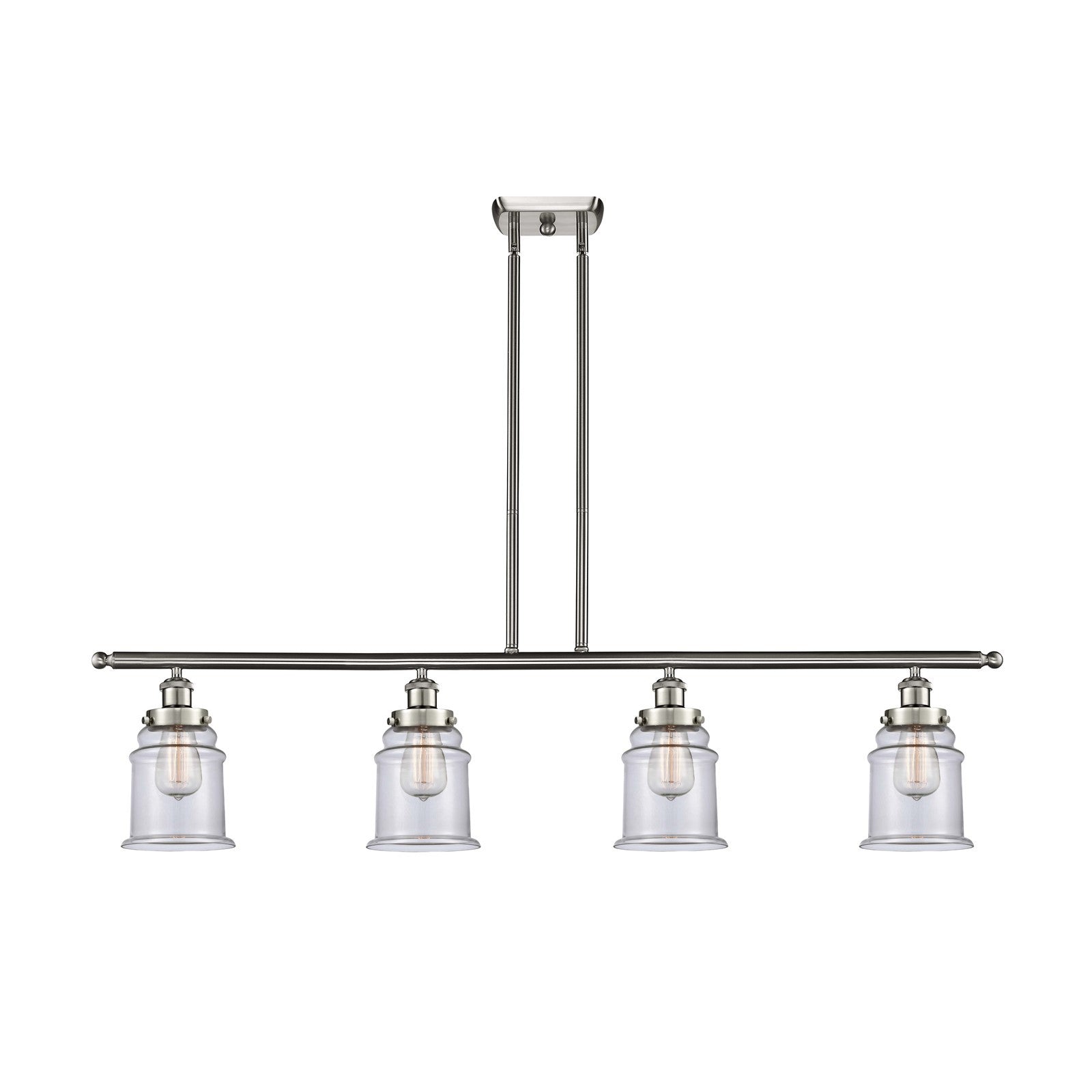 Innovations Canton 48in 4-Light Island Light | Modern Contemporary Brushed Satin Nickel and Clear Transparent Glass | Kitchen | Model 916-4I-SN-G182