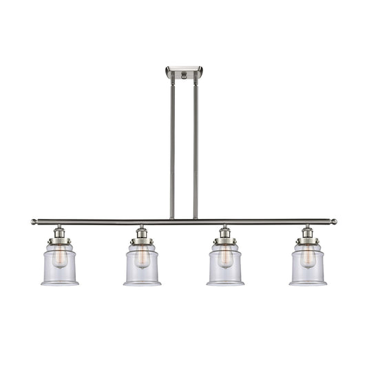 Innovations Canton 48in 4-Light Island Light | Modern Contemporary Brushed Satin Nickel and Clear Transparent Glass | Kitchen | Model 916-4I-SN-G182