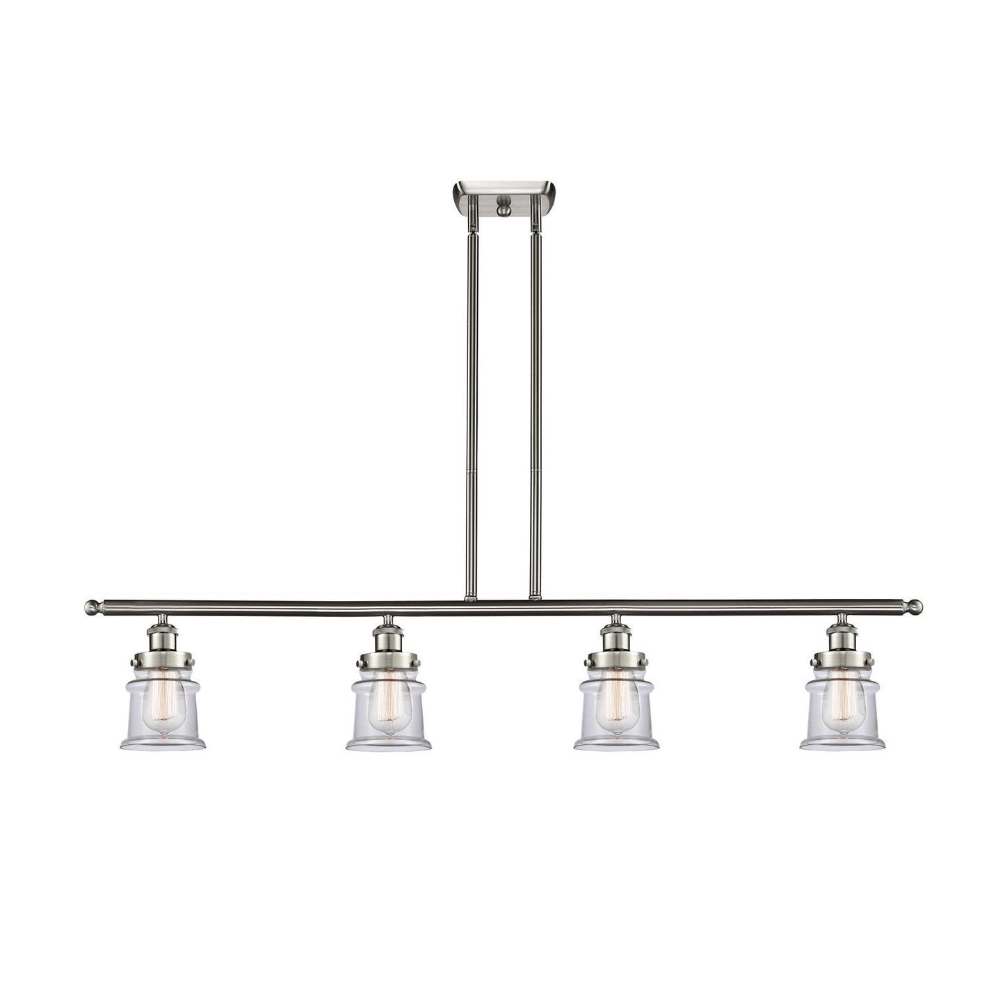 Innovations Canton 48in 4-Light Island Light | Modern Contemporary Brushed Satin Nickel and Clear Transparent Glass | Kitchen | Model 916-4I-SN-G182S