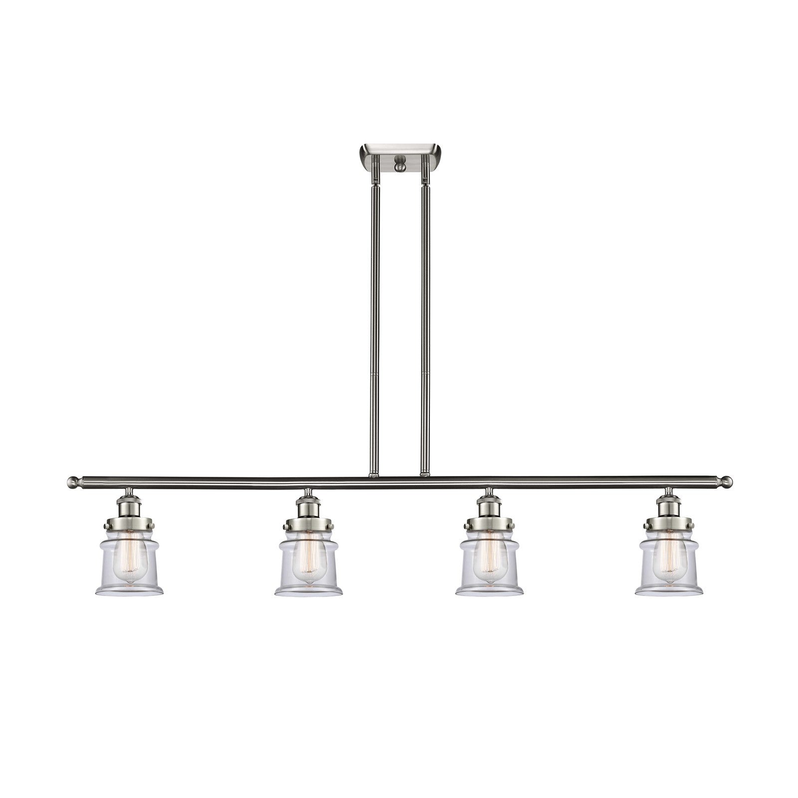 Innovations Canton 48in 4-Light Island Light | Modern Contemporary Brushed Satin Nickel and Clear Transparent Glass | Kitchen | Model 916-4I-SN-G182S
