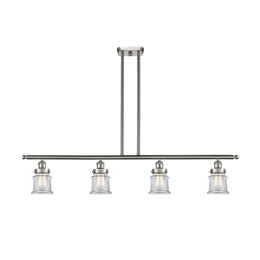 Innovations Canton 48in 4-Light Island Light | Modern Contemporary Brushed Satin Nickel and Clear Transparent Glass | Kitchen | Model 916-4I-SN-G182S