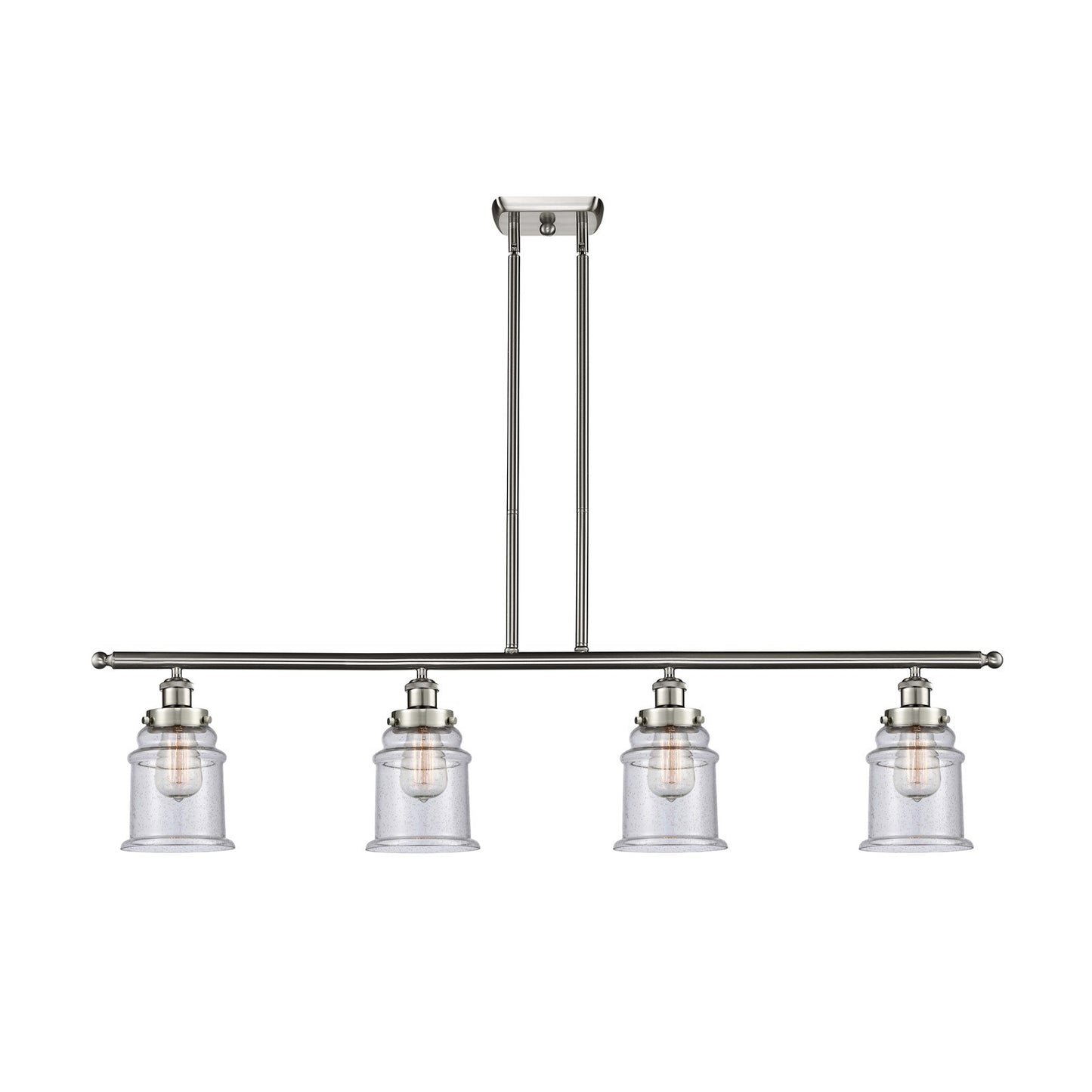 Innovations Canton 48in 4-Light Island Light | Modern Contemporary Brushed Satin Nickel and Seedy Glass | Kitchen Island & Dining | Model 916-4I-SN-G184