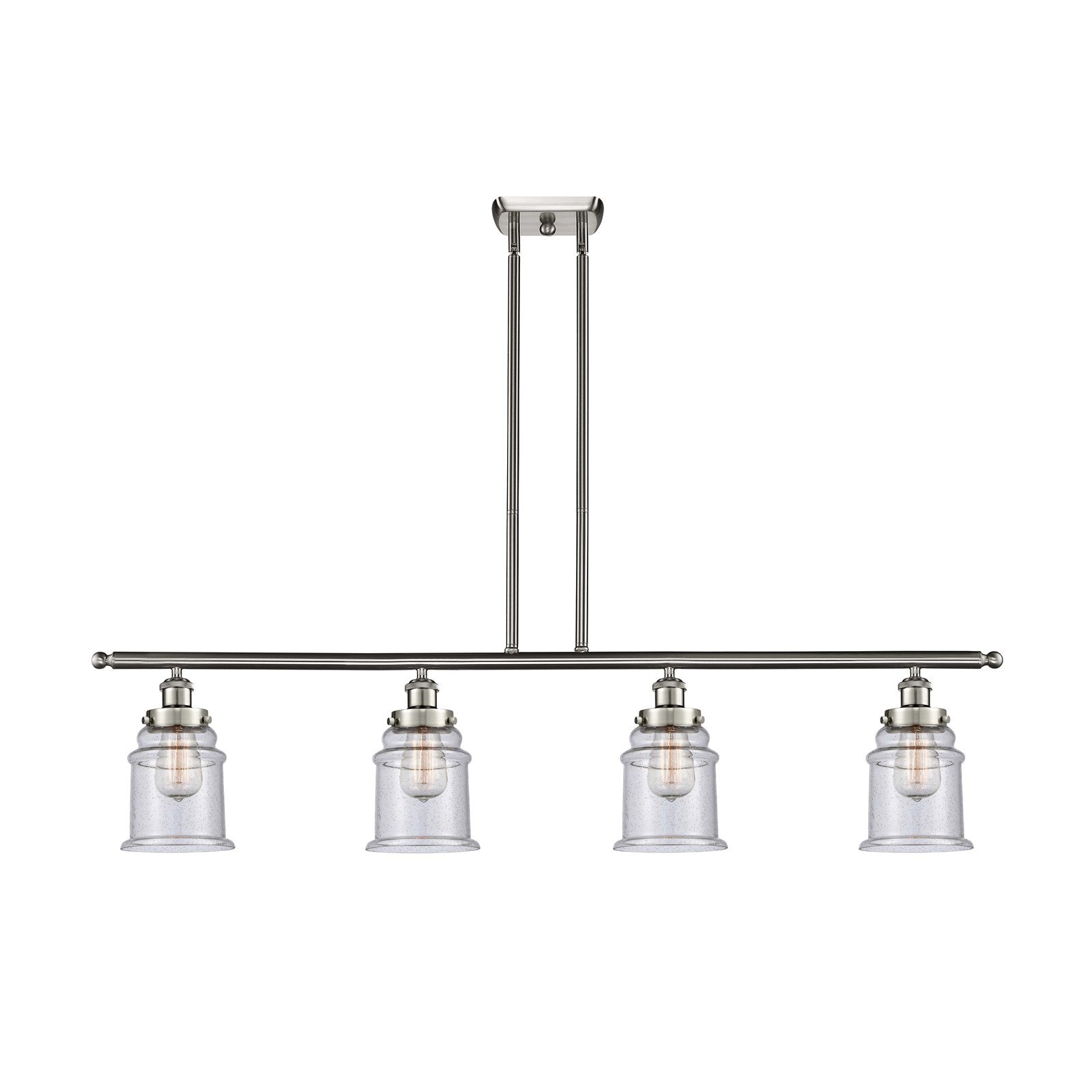 Innovations Canton 48in 4-Light Island Light | Modern Contemporary Brushed Satin Nickel and Seedy Glass | Kitchen Island & Dining | Model 916-4I-SN-G184