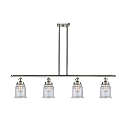 Innovations Canton 48in 4-Light Island Light | Modern Contemporary Brushed Satin Nickel and Seedy Glass | Kitchen Island & Dining | Model 916-4I-SN-G184