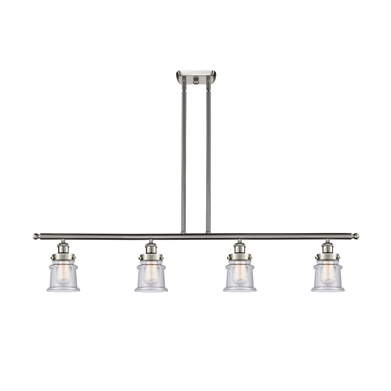 Innovations Canton 48in 4-Light Island Light | Brushed Satin Nickel Steel and Seedy Glass | Kitchen Island & Dining Room | Model 916-4I-SN-G184S