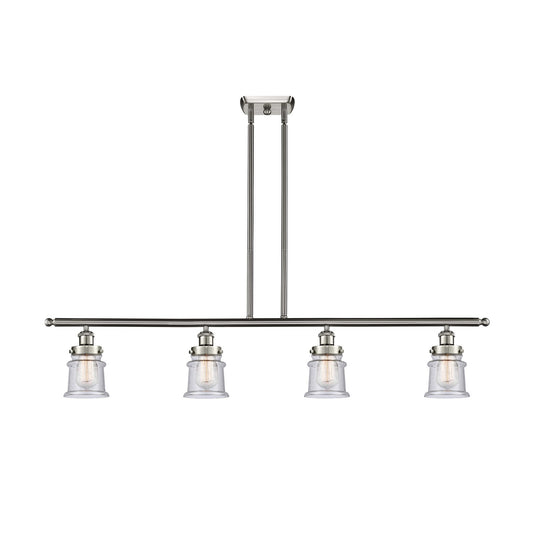 Innovations Canton 48in 4-Light Island Light | Brushed Satin Nickel Steel and Seedy Glass | Kitchen Island & Dining Room | Model 916-4I-SN-G184S