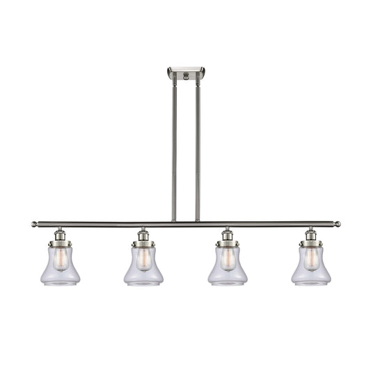 Innovations Bellmont 48in 4-Light Island Light | Brushed Satin Nickel Steel and Clear Glass | Kitchen Island & Dining Room | Model 916-4I-SN-G192