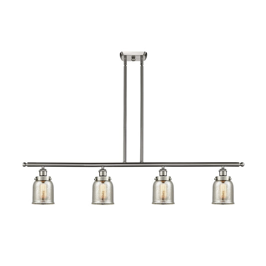 Innovations Bell 48in 4-Light Island Light | Industrial Brushed Satin Nickel and Silver Plated Mercury Glass | Kitchen Island & | Model 916-4I-SN-G58