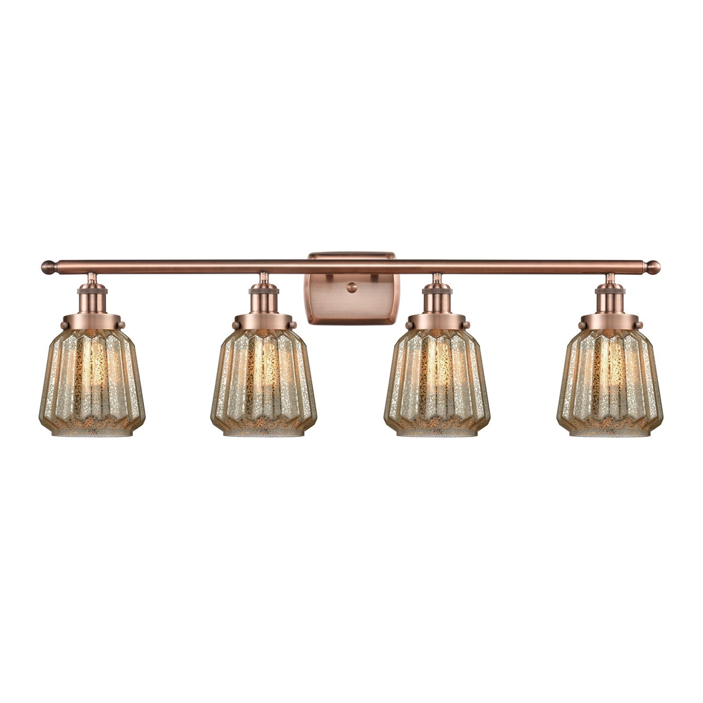 Innovations Chatham 37in 4-Light Bath Vanity Light | Modern Contempo Antique Copper Steel and Mercury Ribbed Glass | Bathroom & | Model 916-4W-AC-G146