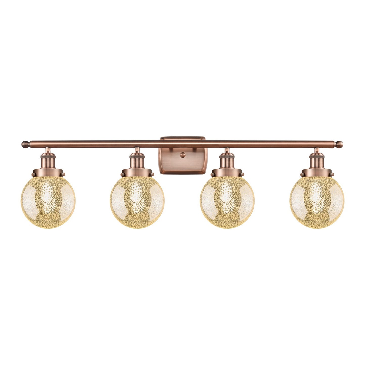 Innovations Beacon 36in 4-Light Bath Vanity Light | Modern Contempo Antique Copper Steel and Mercury Glass Globe Shades | Model 916-4W-AC-G208-6
