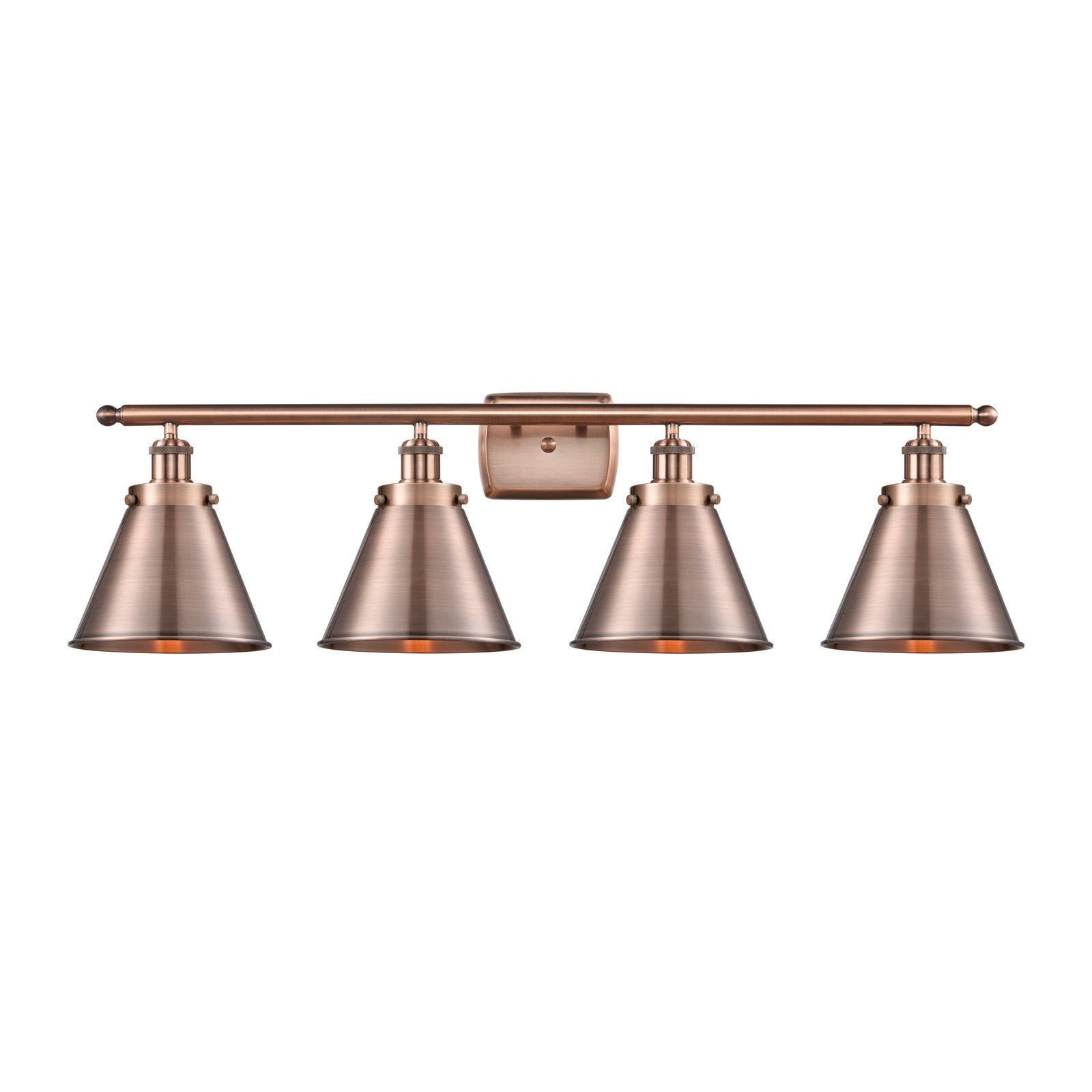 Innovations Appalachian 36in 4-Light Bath Vanity Light LED | Industrial Antique Copper Steel and Cast Brass Metal Shades | Model 916-4W-AC-M13-AC-LED