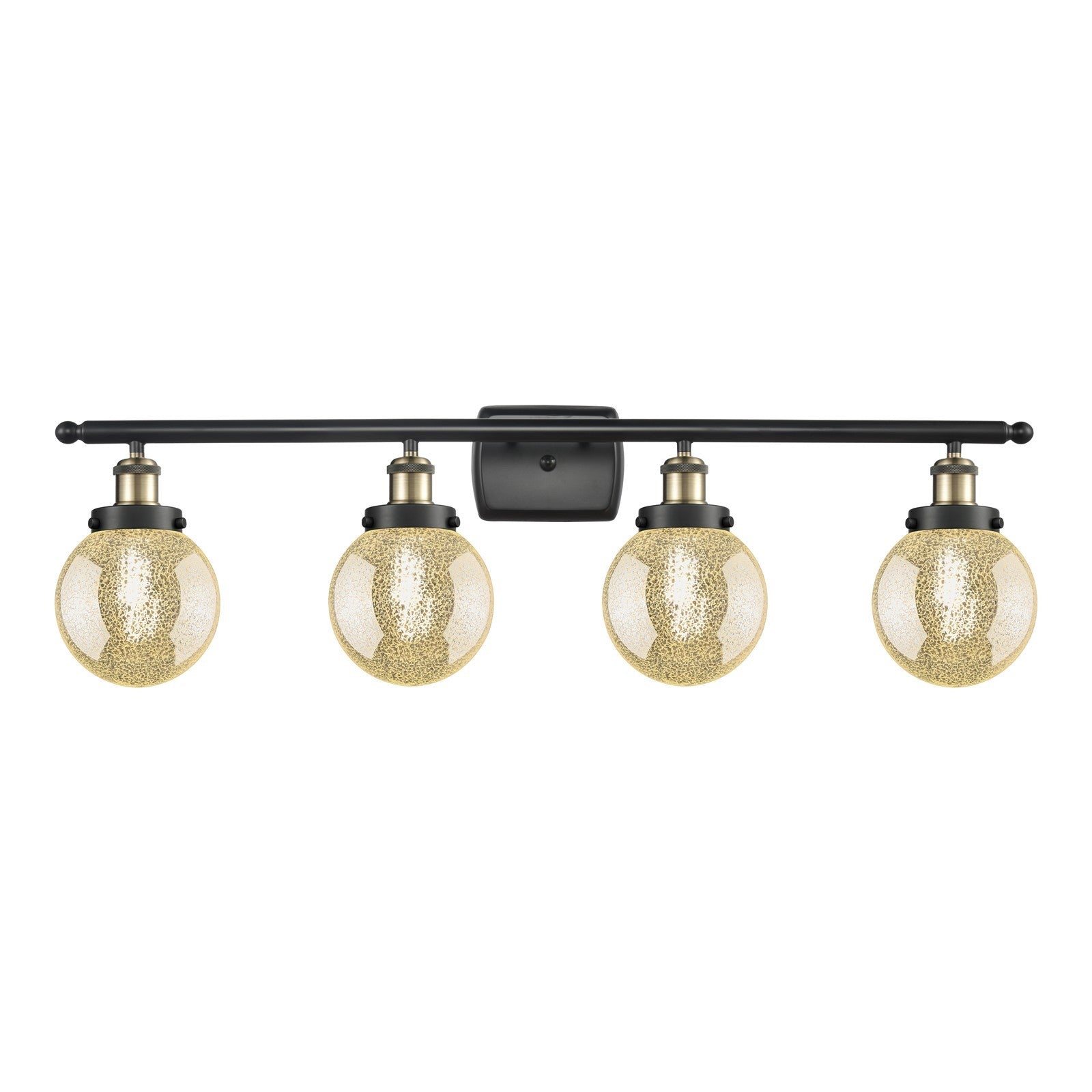 Innovations Beacon 36in 4-Light Bath Vanity | Industrial Black Antique Brass and Mercury Seeded Glass | Bathroom Vanity & Powder | Model 916-4W-BAB-G208-6