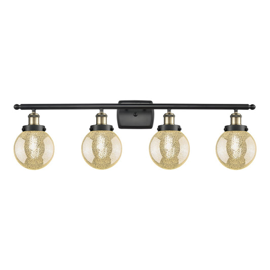 Innovations Beacon 36in 4-Light Bath Vanity | Industrial Black Antique Brass and Mercury Seeded Glass | Bathroom Vanity & Powder | Model 916-4W-BAB-G208-6