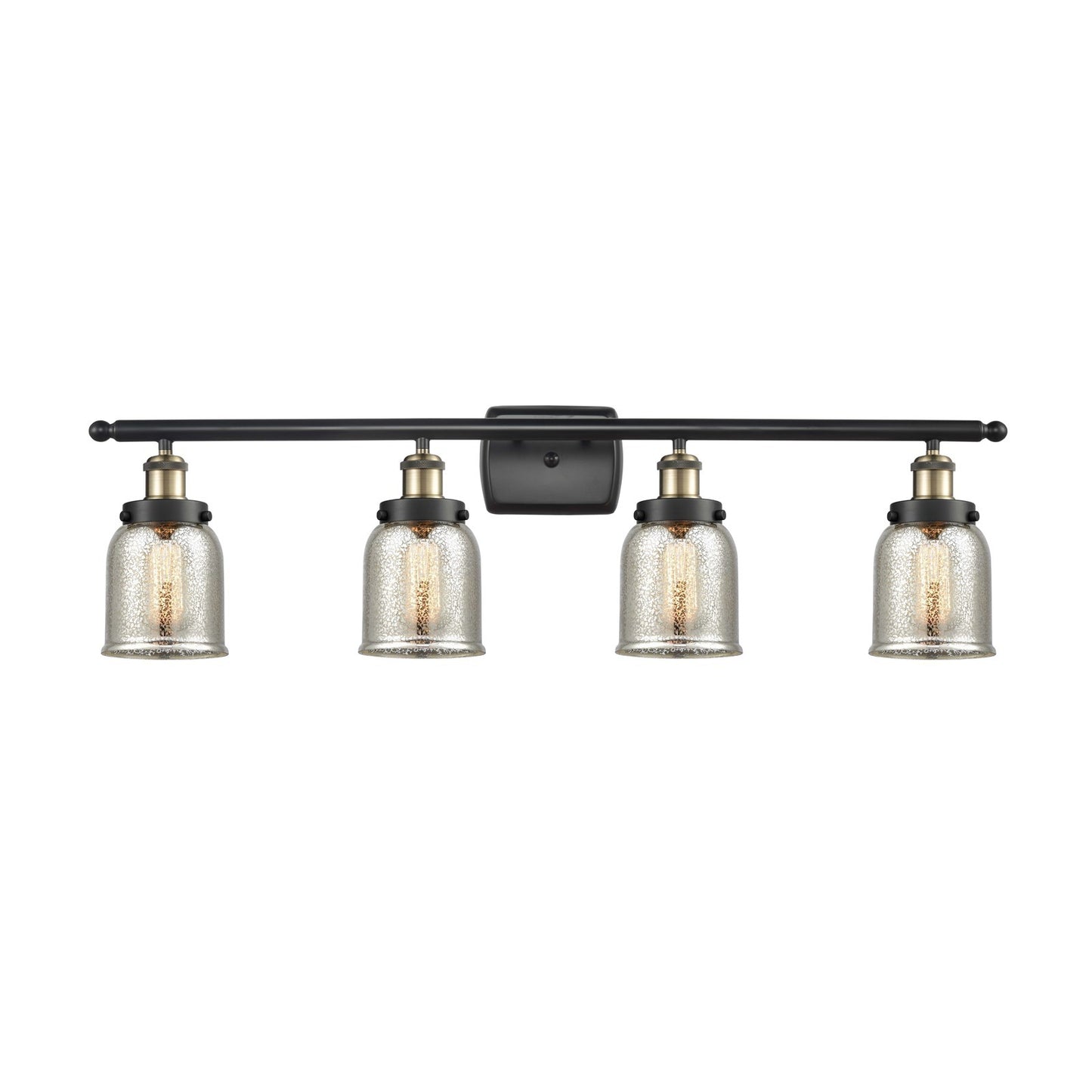 Innovations Bell 36in 4-Light Bath Vanity | Industrial Black Antique Brass and Silver Plated Mercury Glass | Bathroom Vanity & | Model 916-4W-BAB-G58