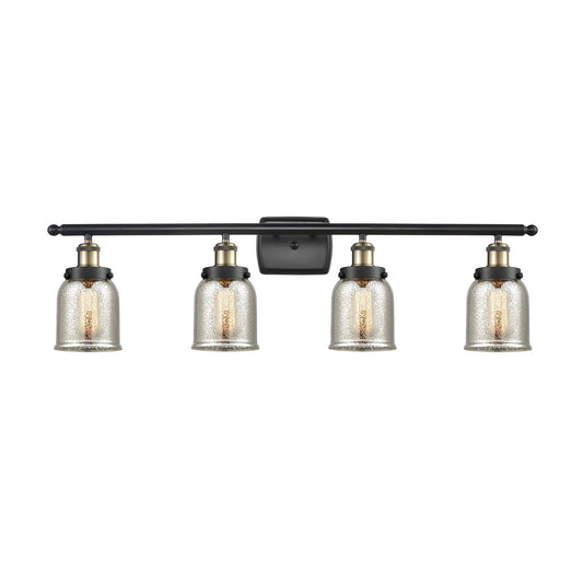 Innovations Bell 36in 4-Light Bath Vanity | Industrial Black Antique Brass and Silver Plated Mercury Glass | Bathroom Vanity & | Model 916-4W-BAB-G58